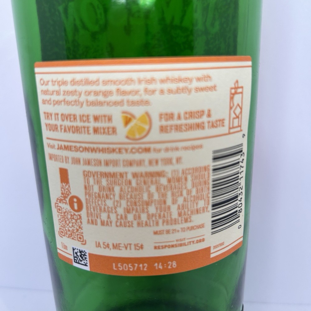 Jameson Orange Irish Whisky 1L Empty Bottle W/Cap