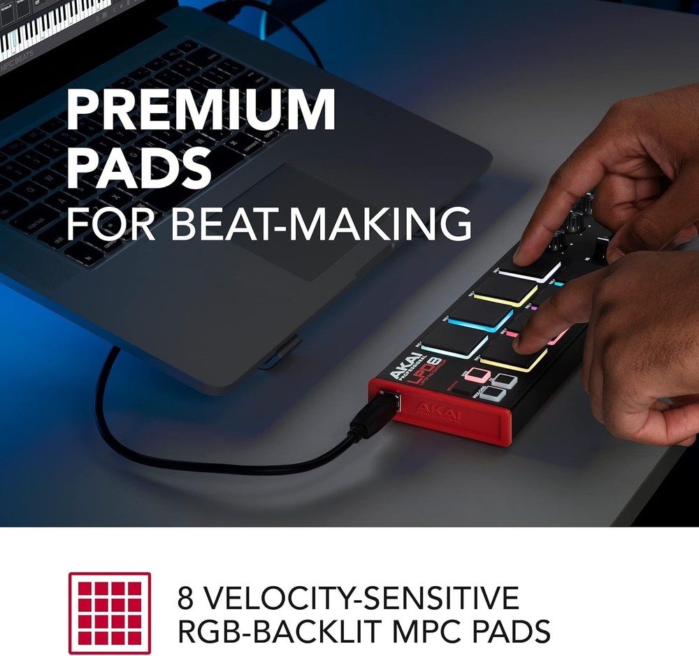 Portable MIDI Controller with 8 RGB Drum Pads