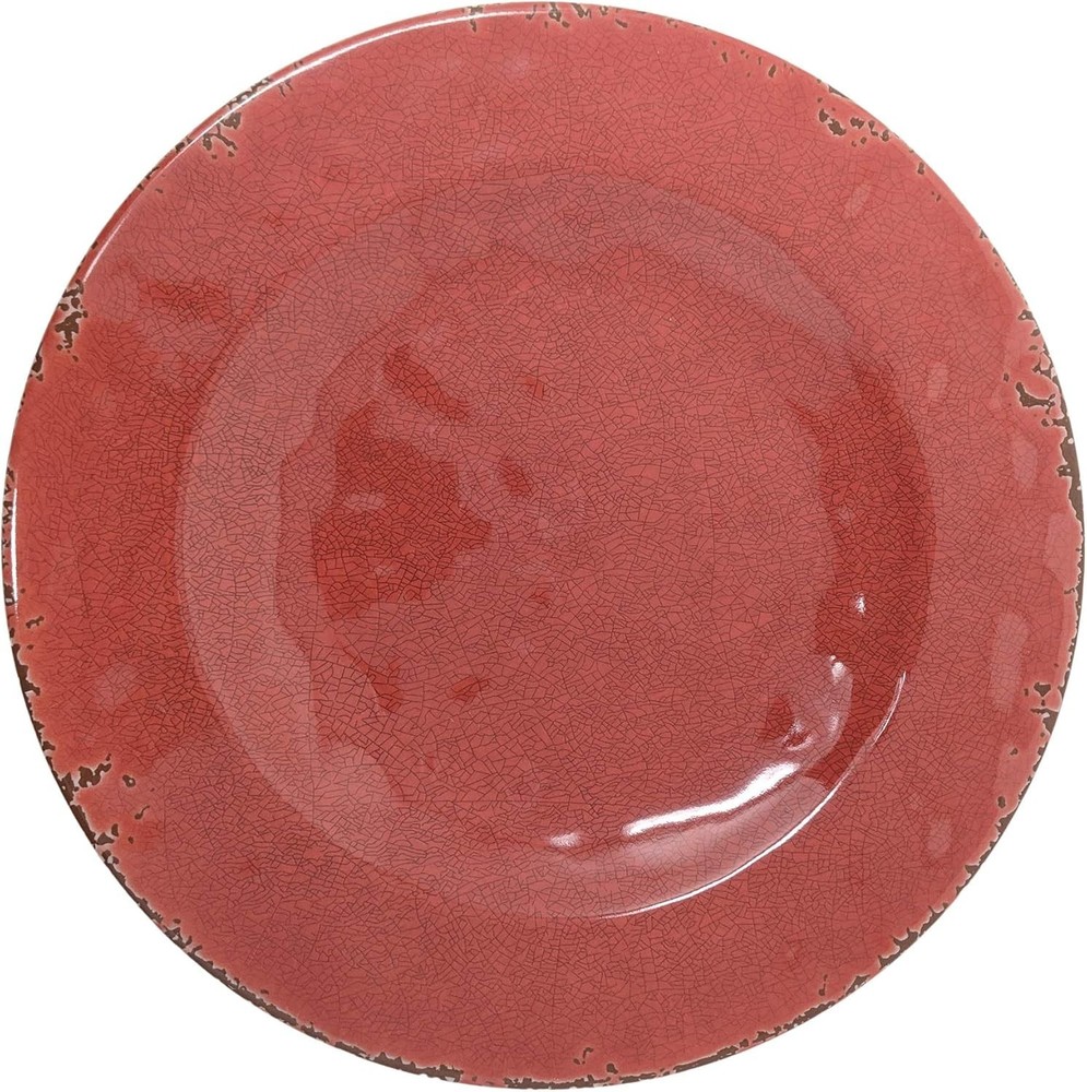 12 Piece Rustic Farmhouse Melamine Dinnerware Set, Service for 4 Red