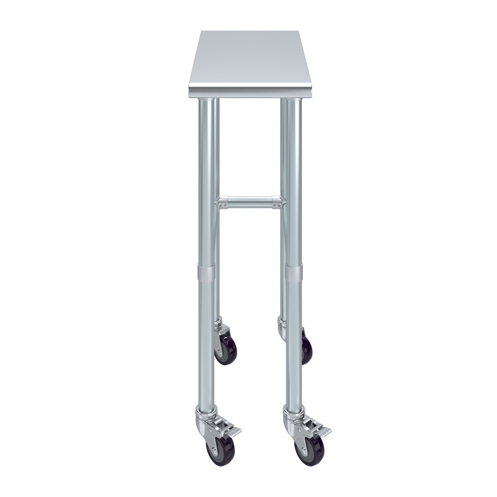 24 in. x 12 in. Stainless Steel Work Table Open Base & Wheels | Mobile Table