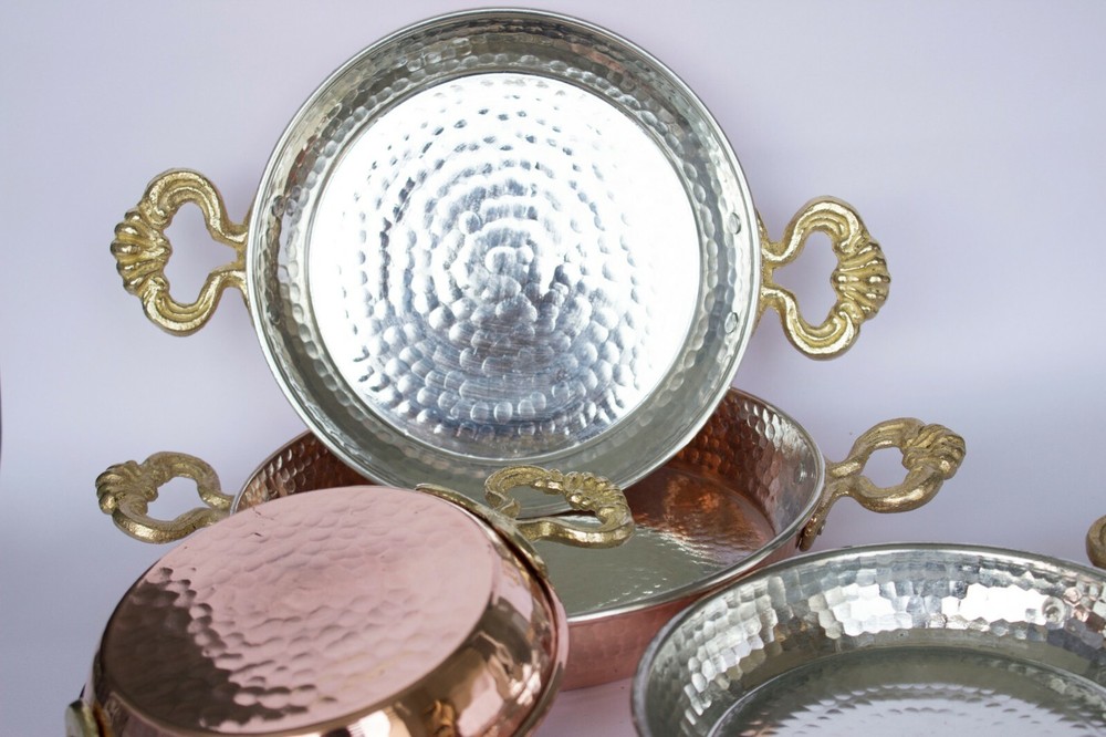 4 Handmade hammered Turkish Copper Saute Roasting Egg Omelet Omelette Pan