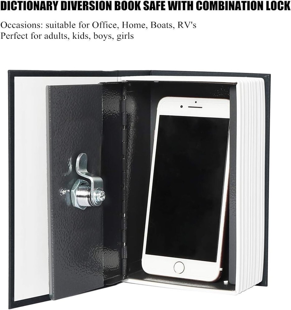 Compact Metal Book Safe: Secure Key Lock Box Hidden Inside a Classic Dictionary
