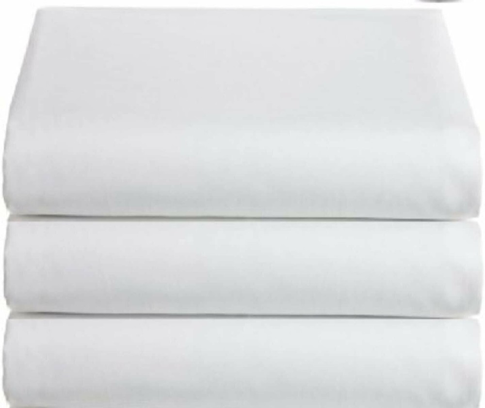 Flat Hospital Bed Sheets - Twin Size Flat Sheets - Cotton/Poly - 3-Pack