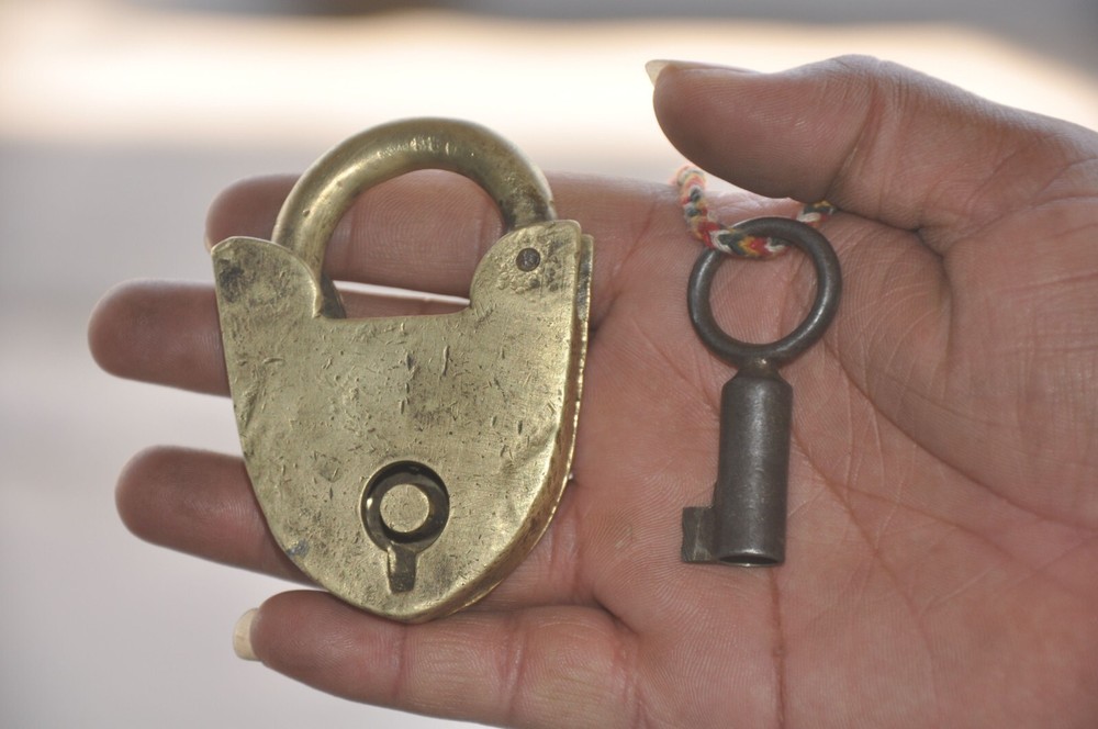 Vintage Unique Shape Brass Fine Handcrafted Unique Shape Padlock