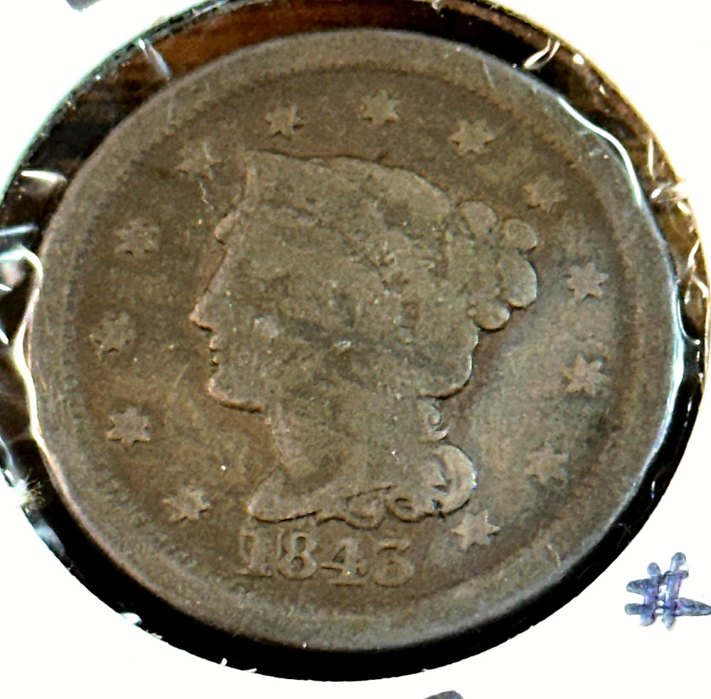 1843 Large Cent Nice Original Good CHRC