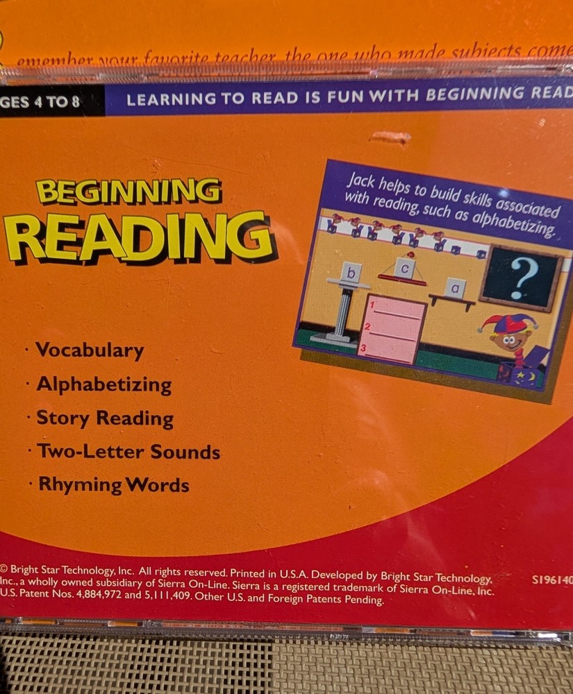 Sierra Beginning Reading CD for Ages 4-8 Windows Mac Educational Software