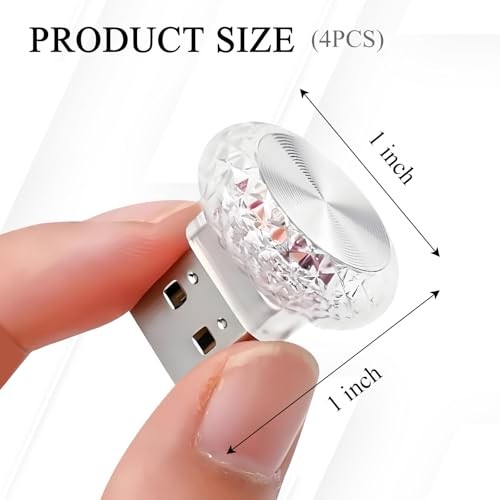 4PCS USB LED Car Interior Atmosphere Lamp, Portable Multicolor Quick Flash