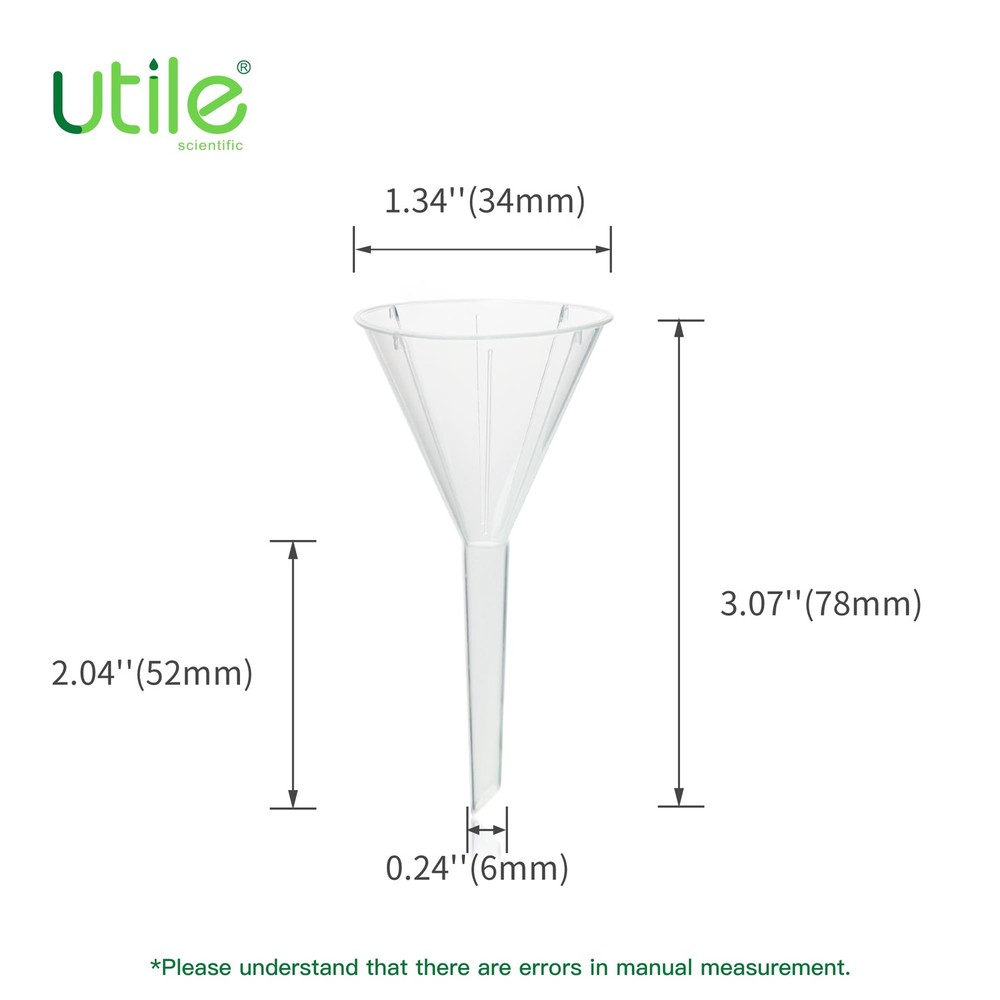 12pcs Plastic Analytical Funnel Set, PP Material, Top Diameter 30mm, Small Fu...
