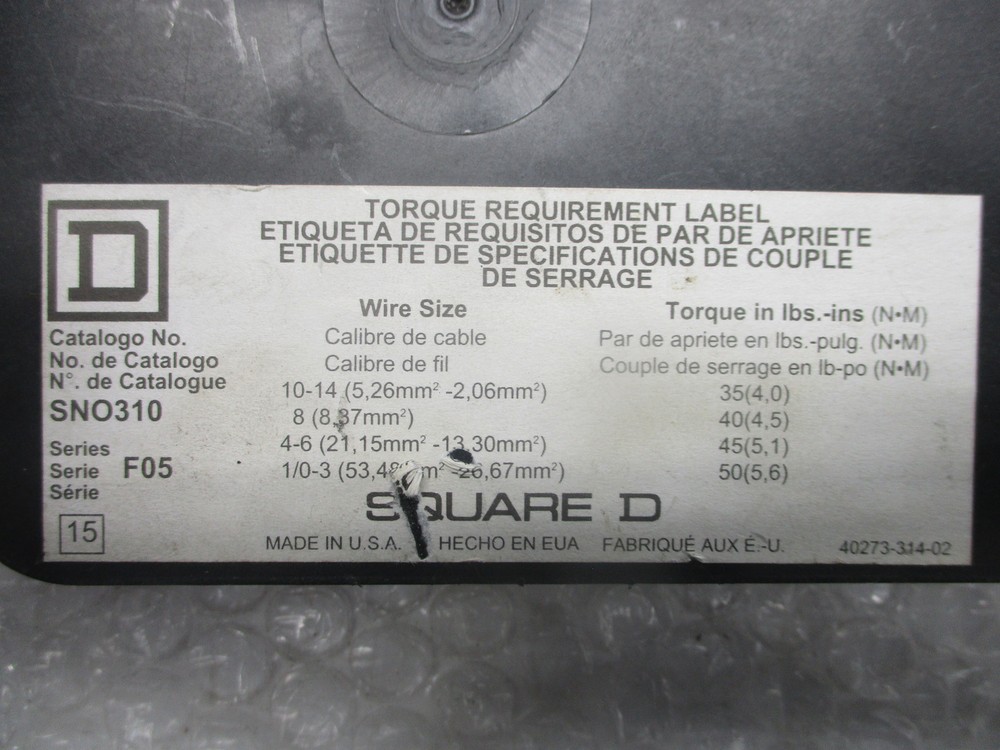 SQUARE D SN0310 SWITCH ASSEMBLY NSNP