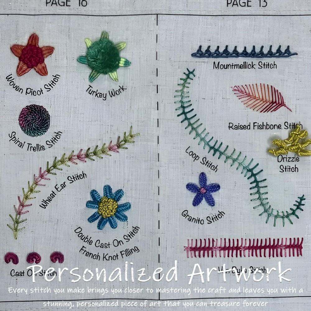 Embroidery Stitch Book with Complete Sewing Kit – Essential multicoloured