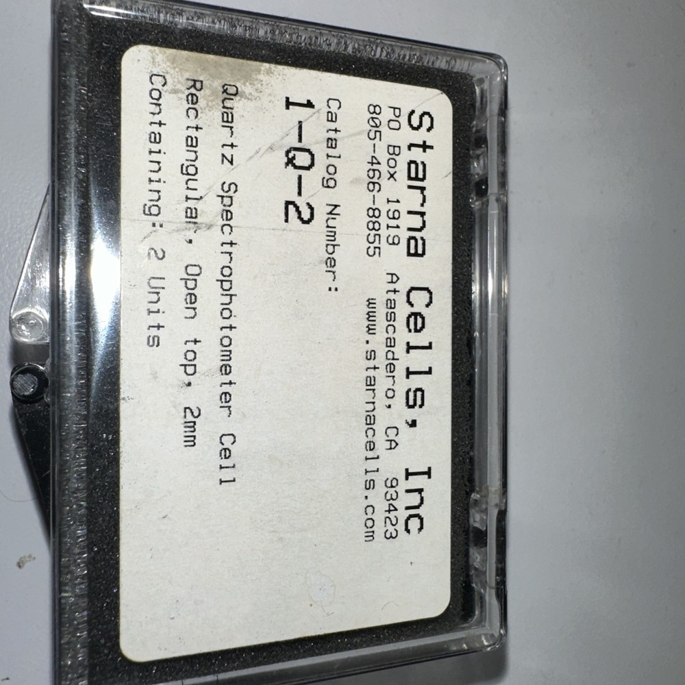 Starna Cell quartz Spectrophotometer Cell, Rectangular, open top