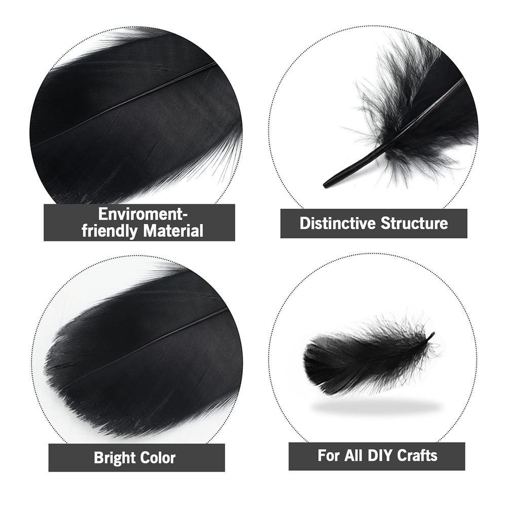 4 Styles Assorted Black Crafts Feathers For DIY Decoration Party Accessory