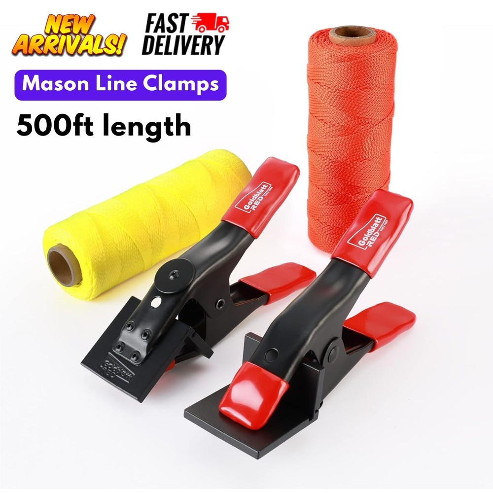 4Pcs Mason Line Clamps & String Line Rolls Concrete Tool Wall Blocks Alignment