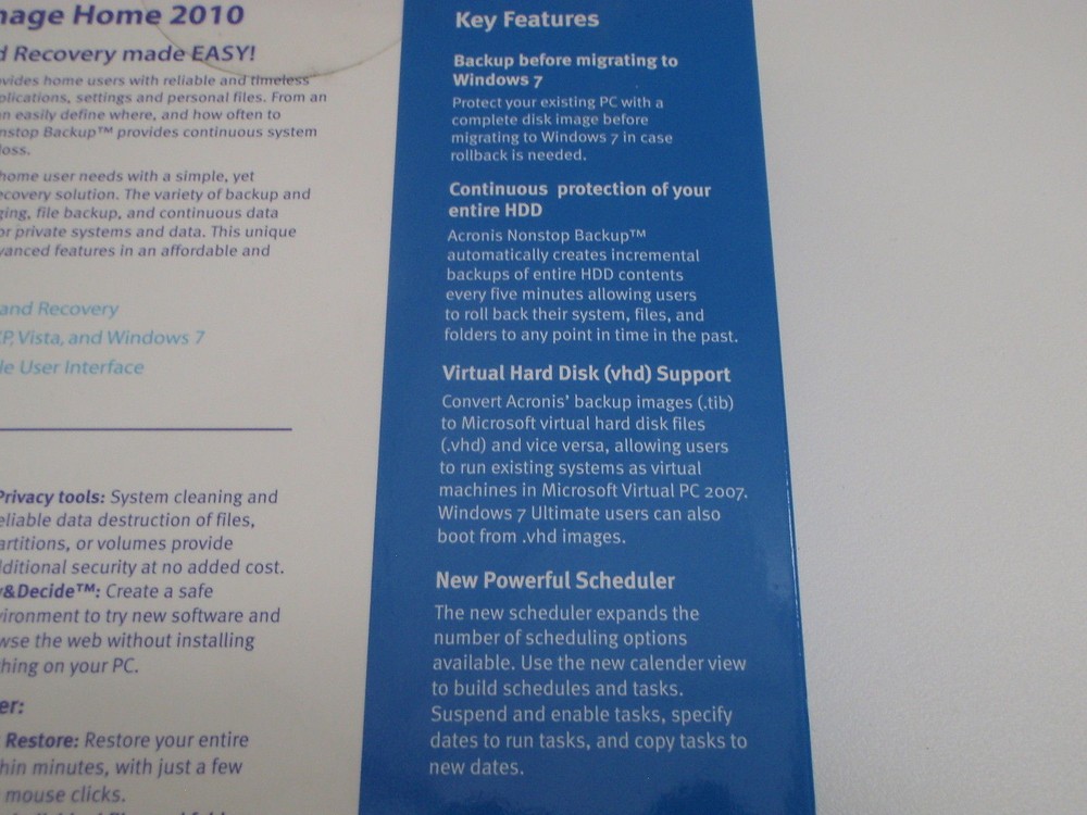 PC BACKUP RECOVERY SOFTWARE COMPUTER ACRONIS TRUE IMAGE HOME 2010 DVD