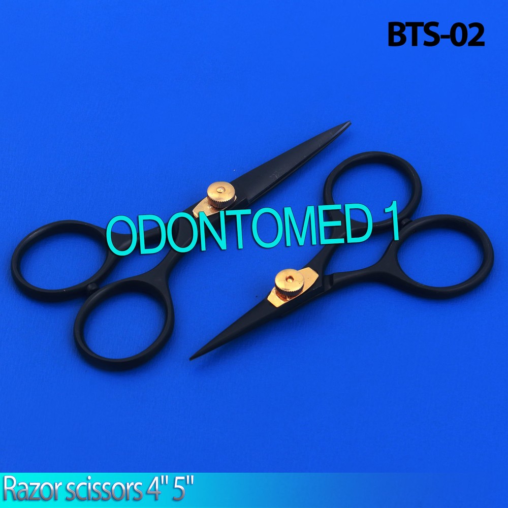 Razor scissors 4" 5" set straight Black anodized coating super sharp,BTS-02