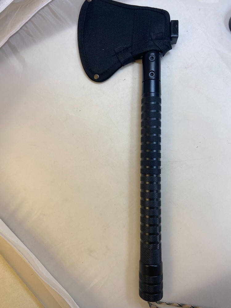 Survival Camping Axe, Folding Tactical Axe Hatchet with Hammer, Nylon Sheath