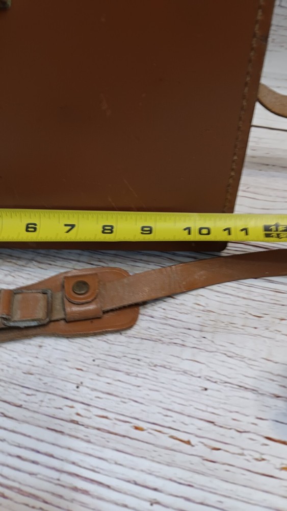 Vintage Brown Leather Polaroid Camera Case with assorted Flash Devices