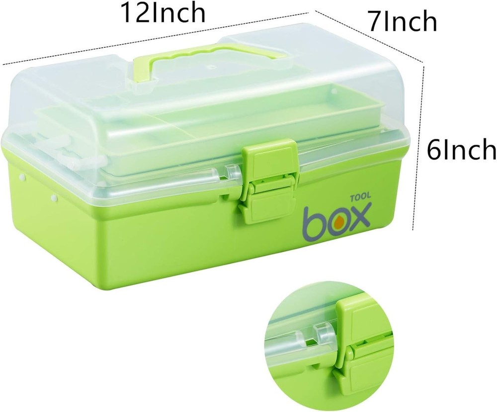 12'' Three-Layer Clear Plastic Storage Box/Tool Box, Multipurpose Organizer a...