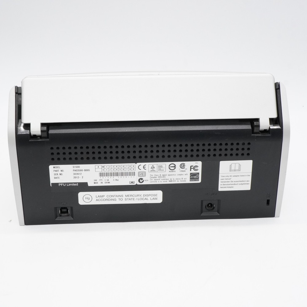 Fujitsu ScanSnap S1500 Document Scanner Tested W/ Power Supply & USB Cables