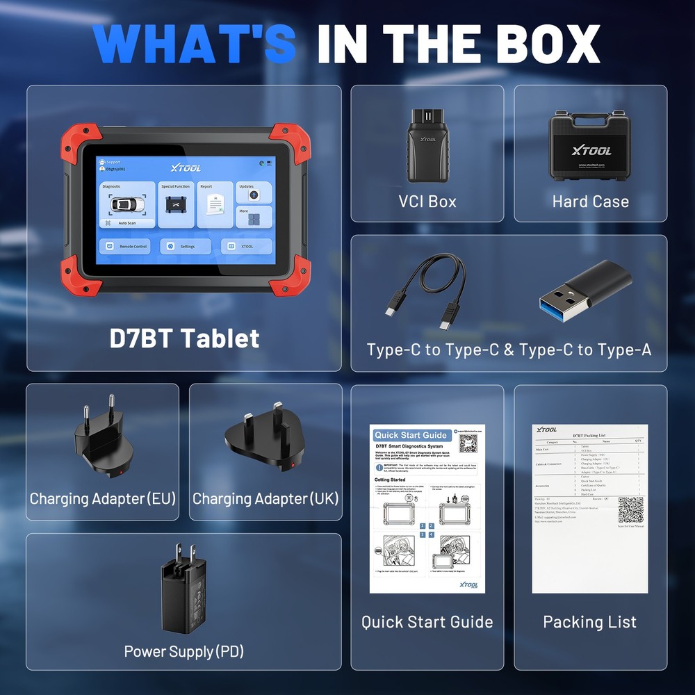 XTOOL D7BT Car Bidirectional Coding Diagnostic Tool OBD2 Scanner Key Programmer