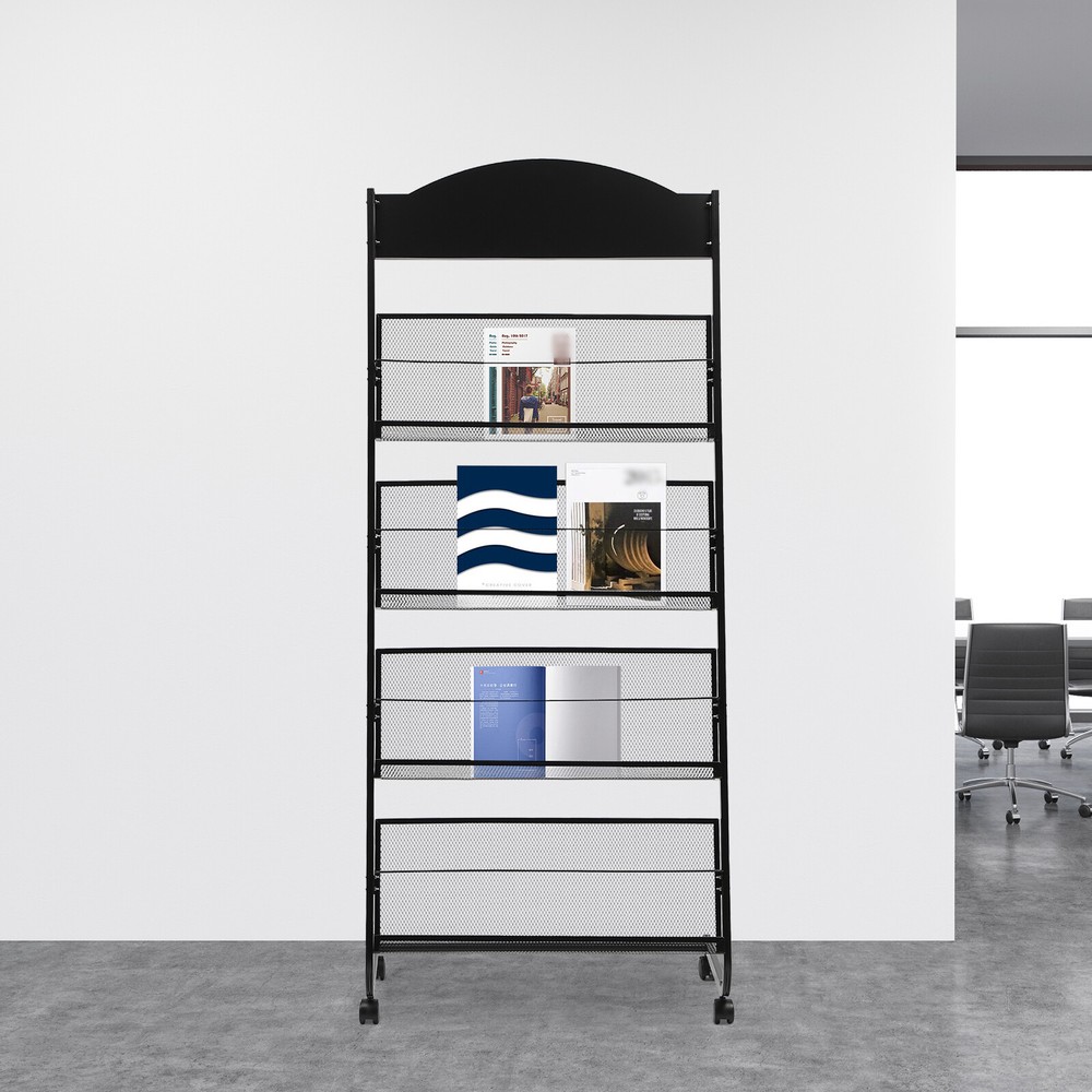 4-Layer Floor Standing Magazine Rack Suitable for Display Brochures or Documents