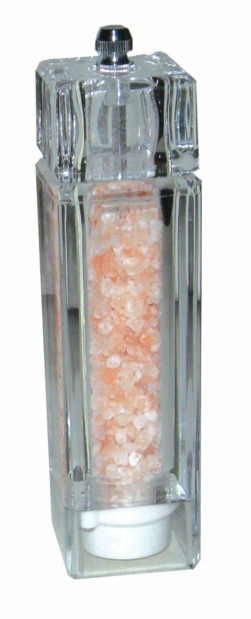 Aloha Bay Himalayan Pink Table Salt Mill - Square w Adjustable Ceramic Grinder