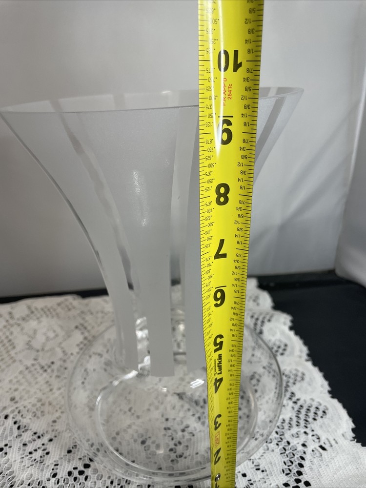 Frosted Stripe Pattern Crystal Vase By Studio Crystal