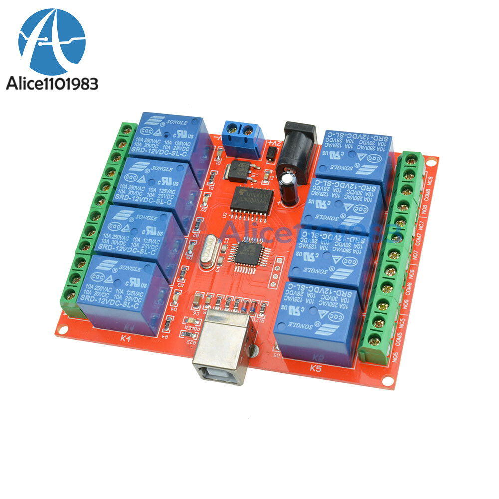 12V USB Relay 8 Channel Programmable Computer Control For Smart Home New