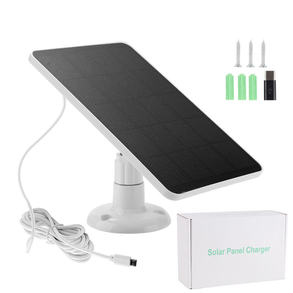 Solar Panel for Security Camera Micro USB & USB-C Port Solar Panel Adjustable