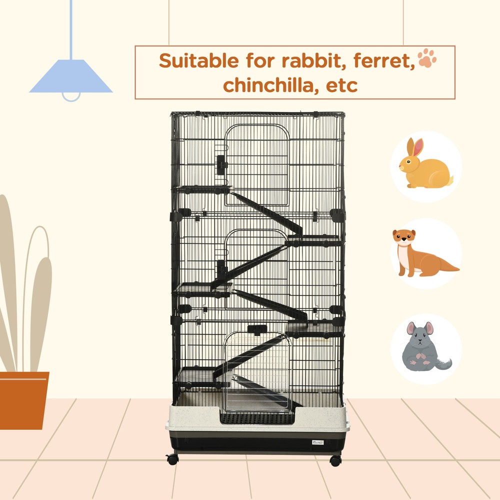 6-tier Platform Rolling Small Animal Rabbit Cage with a Large Living Space