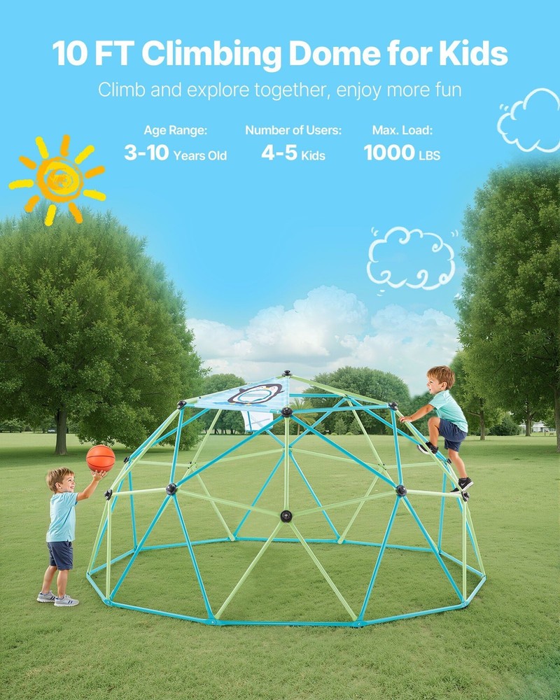 10FT Multi Player Climbing Dome 1000lb Capacity Fun Yard Activities