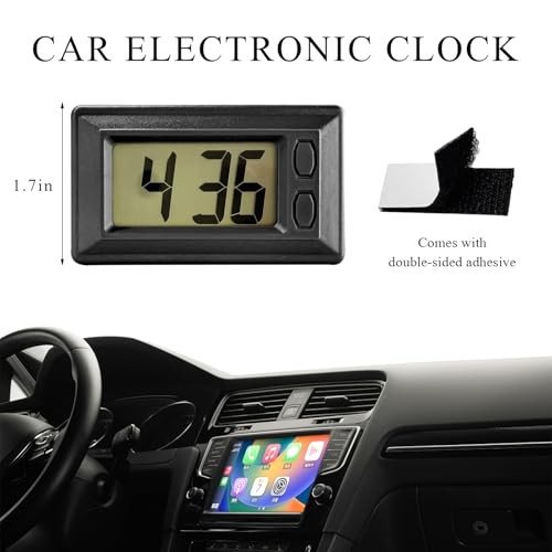 Car Dashboard Digital Clock, Mini Electronic Clock Battery Operated with Black