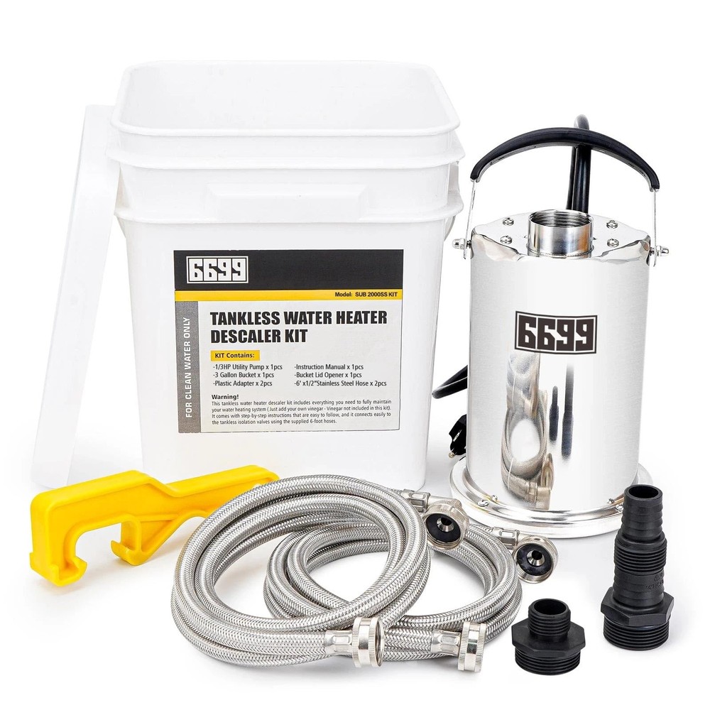 6699 Tankless Water Heater Flush Kit Includes 1/3HP Stainless Steel Sump Pump...