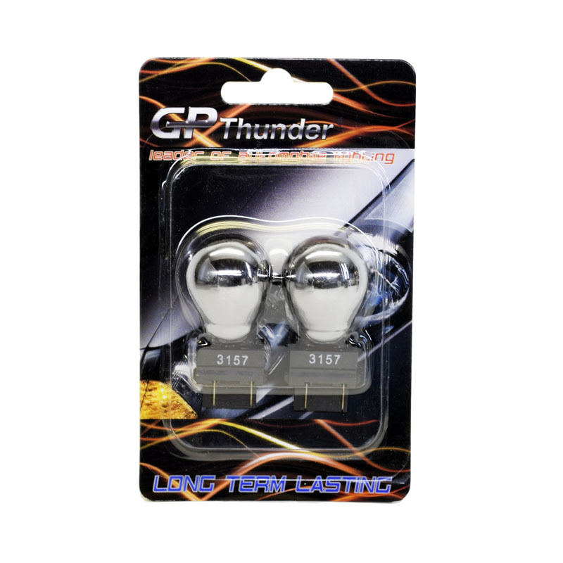 GP-Thunder 3157 3057 4157 Chrome Silver T25 Light Bulbs Amber 2pcs