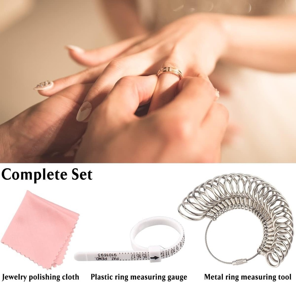 Adjustable Ring Sizing Tool for Adults, Includes Comprehensive Measurement Chart