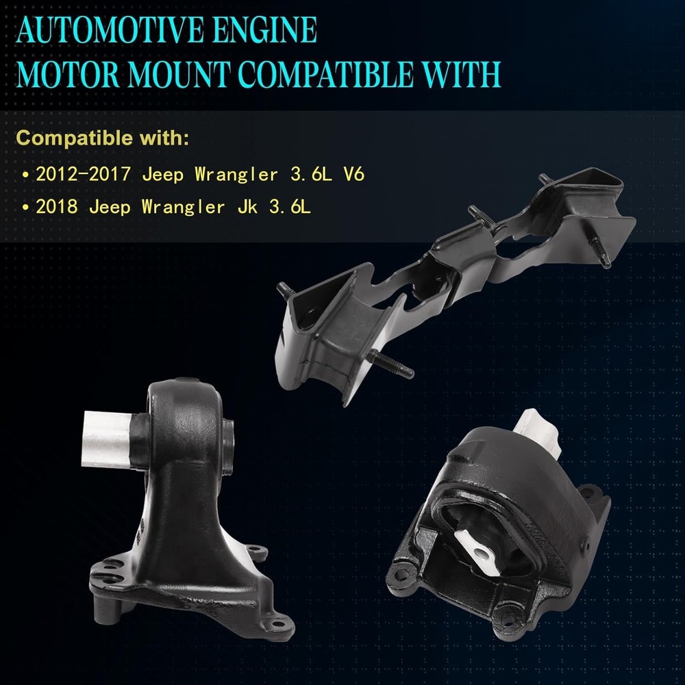 3PCS,Engine Motor Mount & Trans Mount Compatible with Wrangler 2012-2017, Wrangl