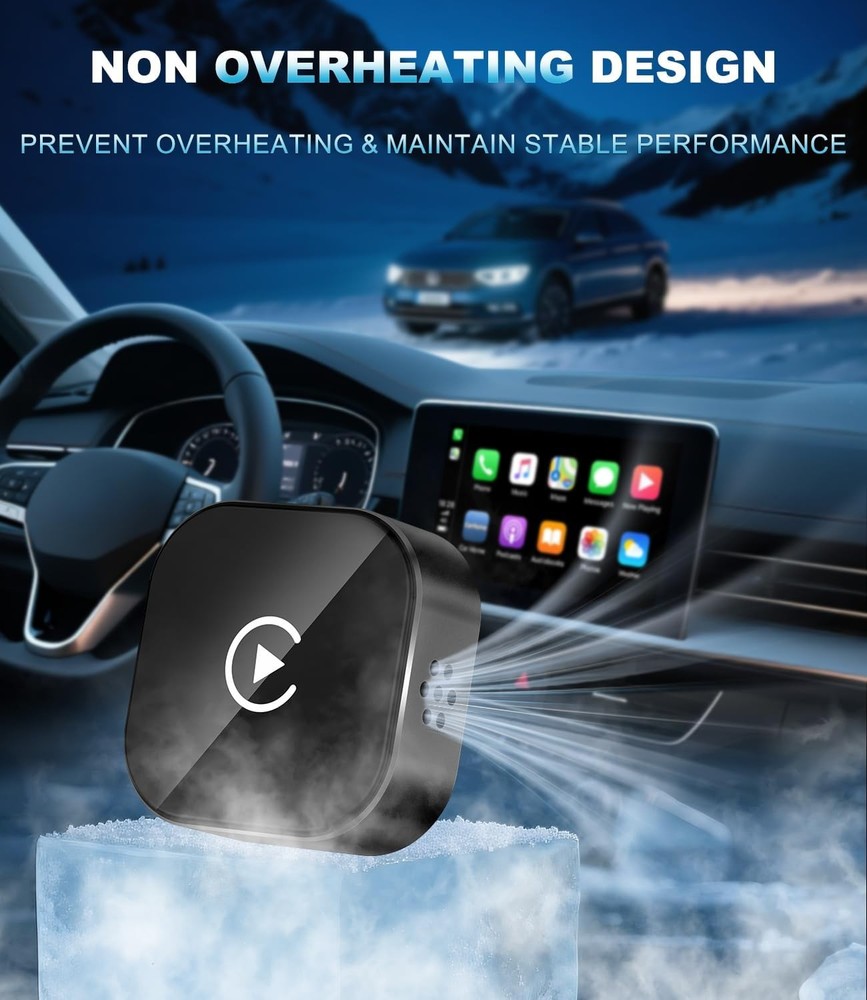 Wireless CarPlay Adapter & Android Auto Dongle, Fast Auto-Connect, Compact Plug