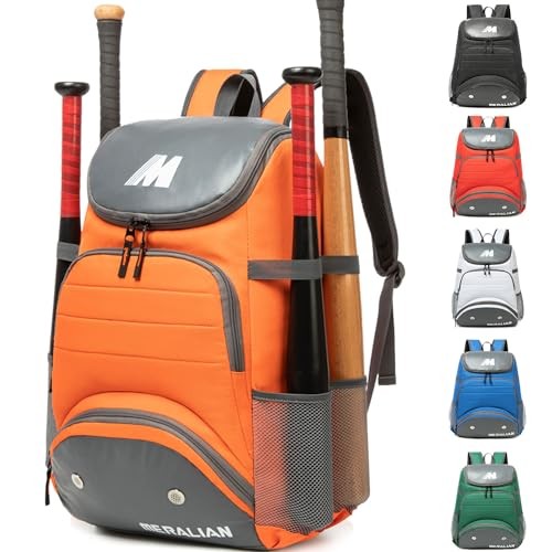 Baseball Bag - Lightweight Softball & T-Ball Backpack with Shoe ORANGE