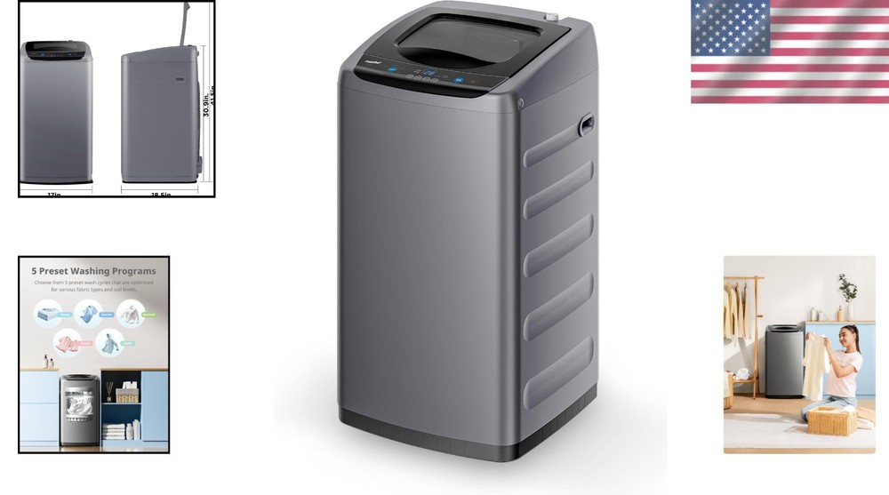 Portable Washing Machine 0.9 Cu Ft Compact Full-Automatic LED Display