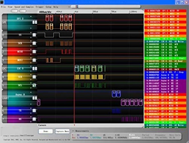 USB Logic Analyzer 8CH 24MHz UART IIC SPI Debugging Device with EMI Ring Cable