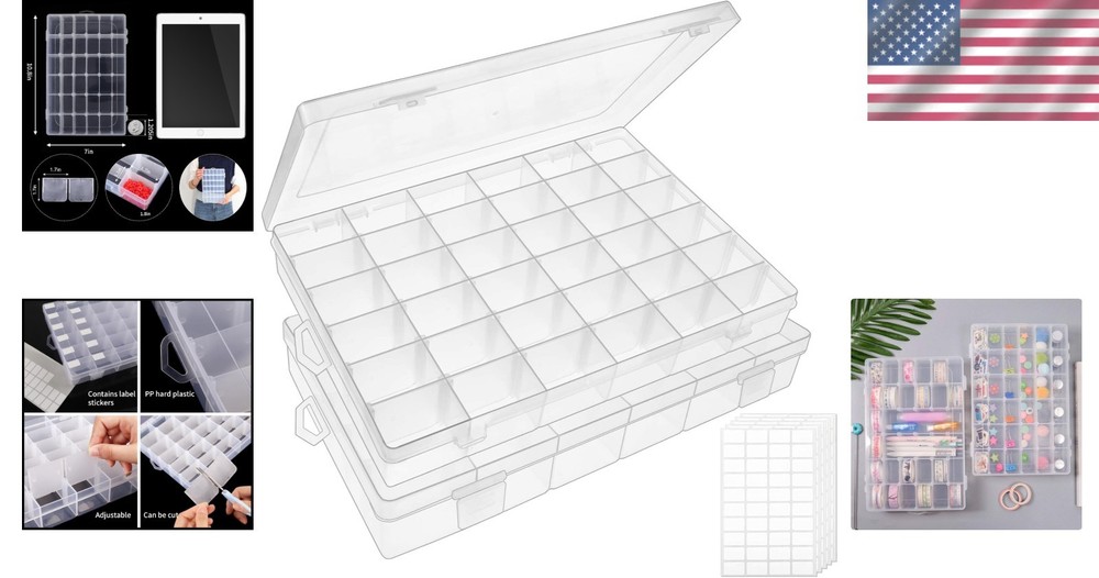 36-Compartment Clear Plastic Organizer Box - Adjustable Tackle & Jewelry Storage