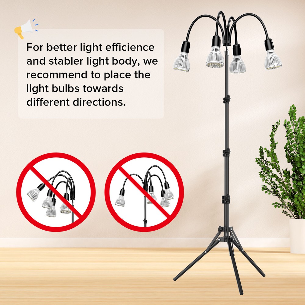LED Grow Light with Adjustable Tripod Stand Full Spectrum with Replaceable Bulbs