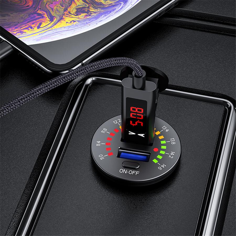 Dual USB Charger Socket Phone Fast Charging With Voltmeter & Switch Waterproof