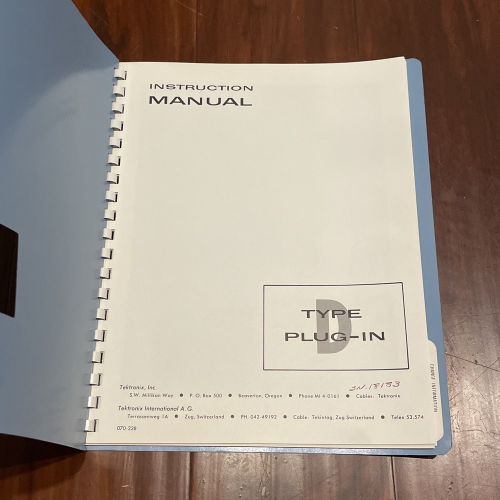 Tektronix Type D Plug-In Instruction Manual 070-228