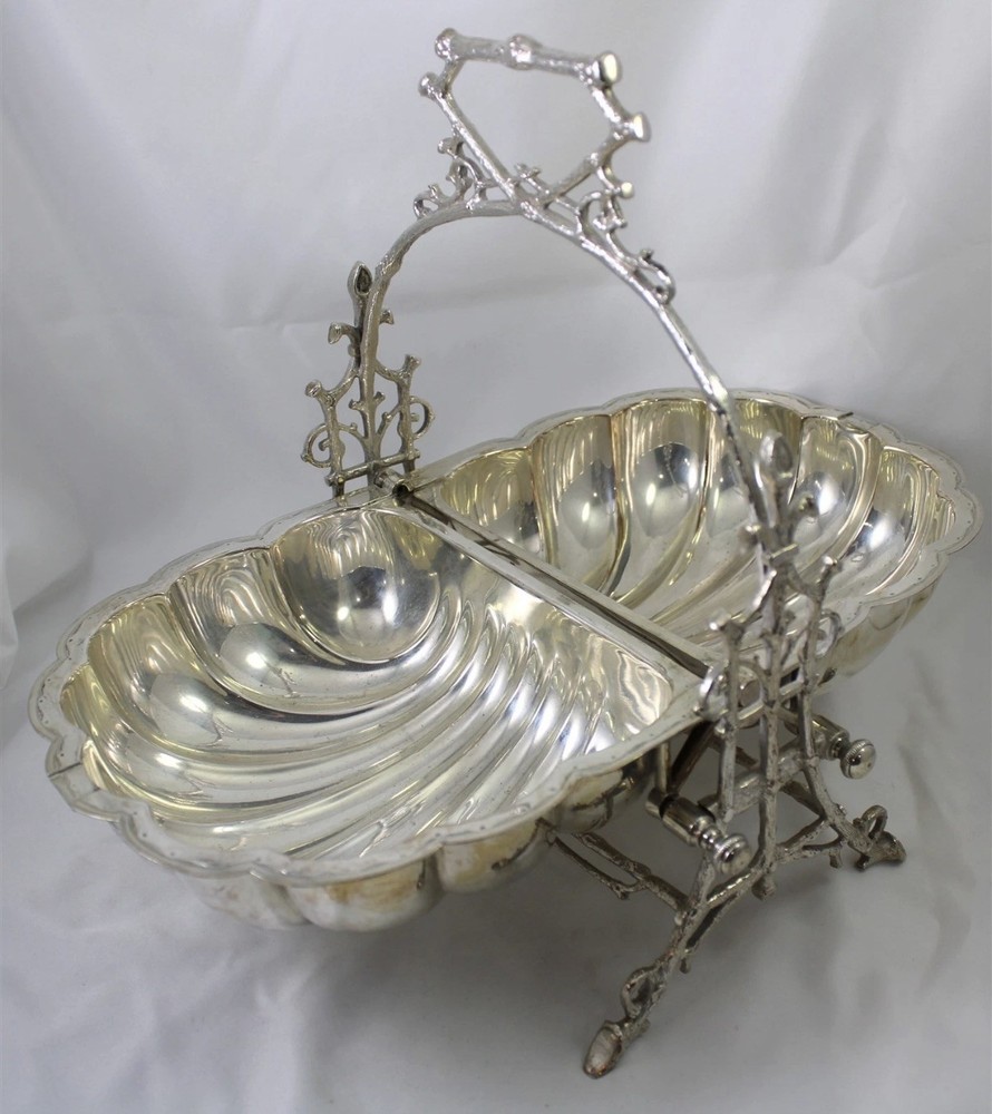 Antique Benetfink & Co. Silverplate Clamshell Biscuit Barrel