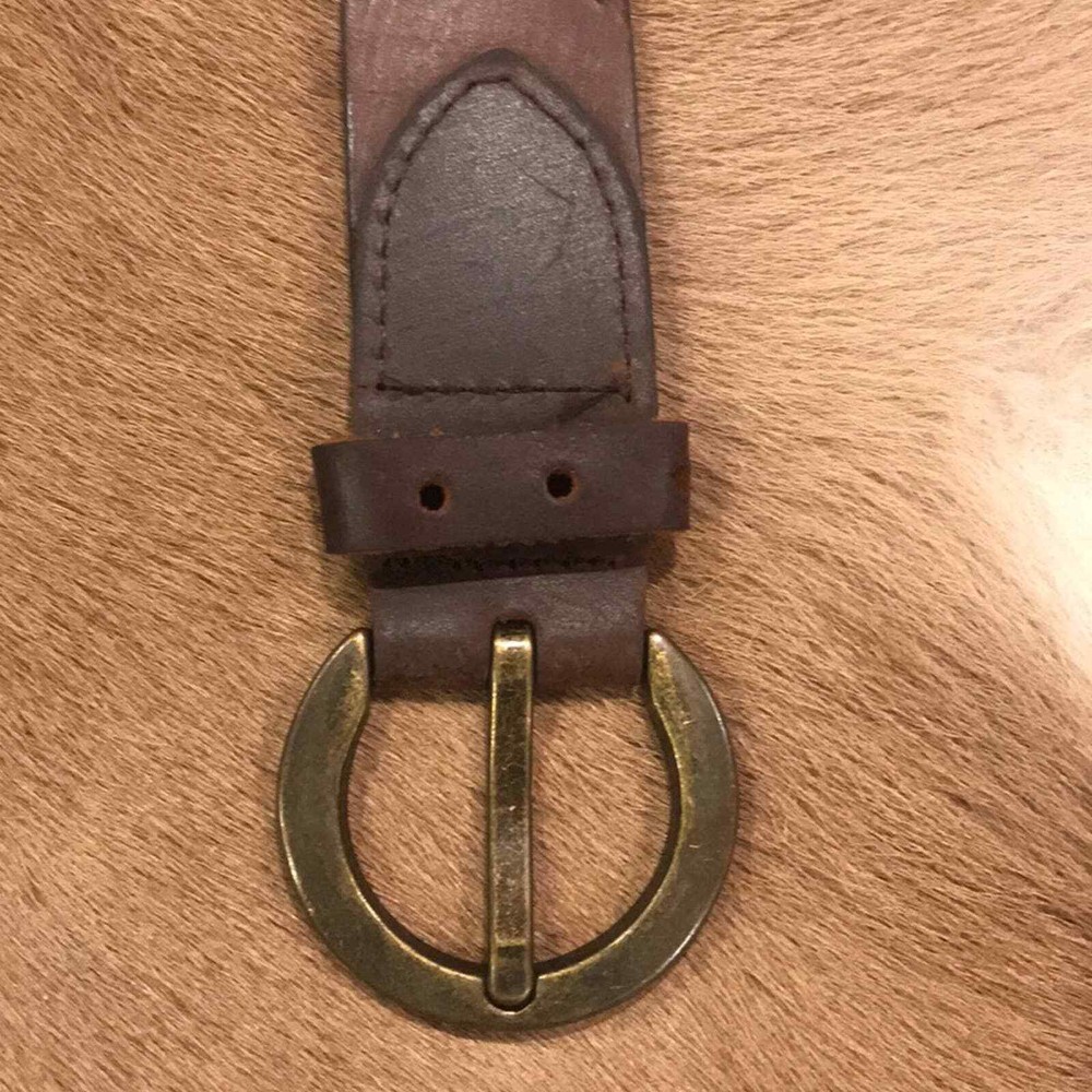 Genuine Leather Belt Laser Cut Pattern Brown L