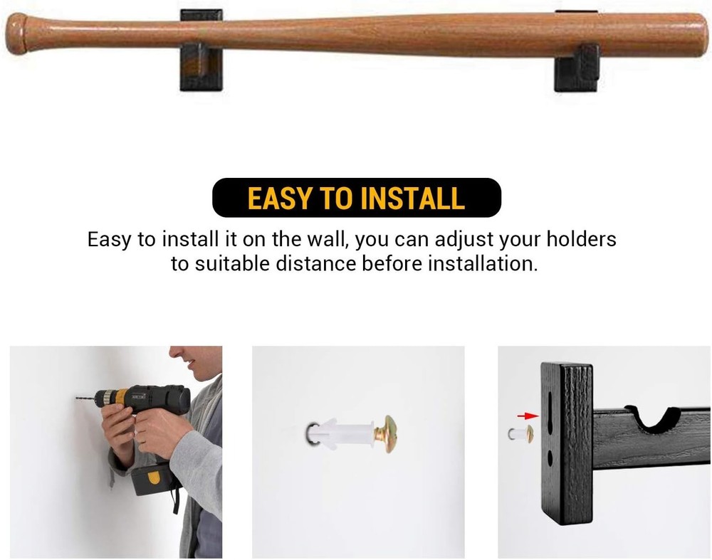 Stylish 2PCS Black Baseball Bat Display Case with Soft Liner & Wall Mount