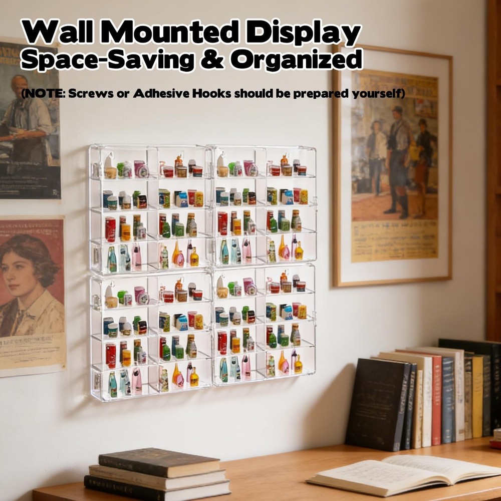 8 Slots Mini Brands Display Case 4 Pack Wall-Mounted Acrylic Mini Brands Stor...