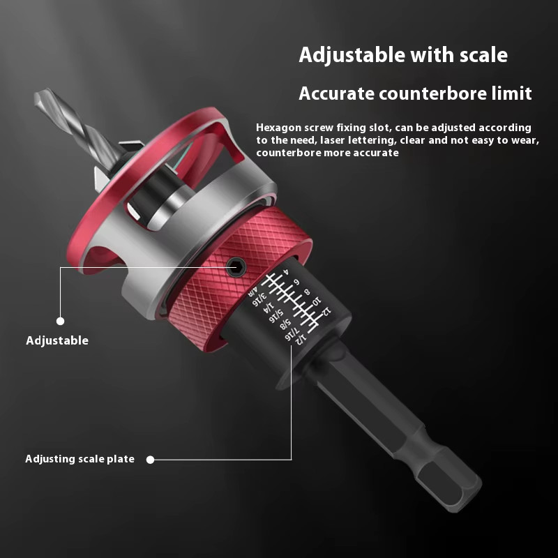 4PCS Countersink Drill Bit Set with Adjustable Depth Stop M2 HSS Woodworking Bit