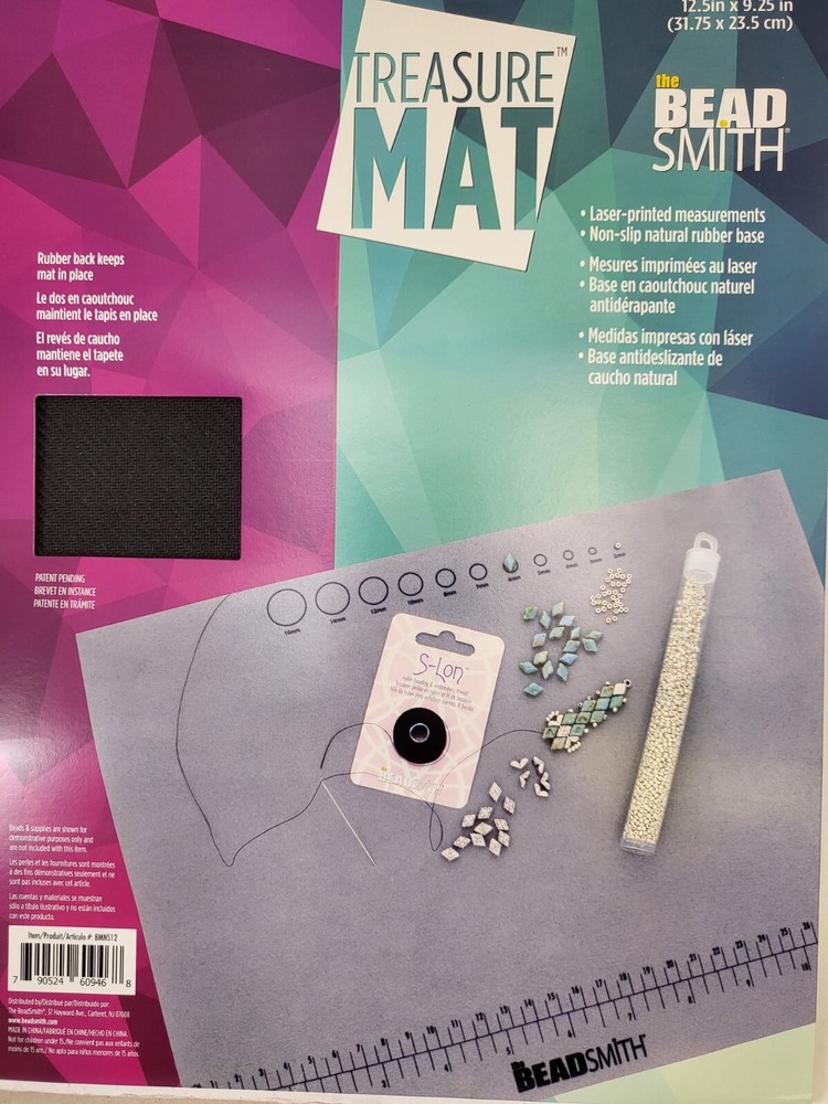 Beadsmith™ Non-Slip Treasure Mat Measurements Rubber Back Base Beading Tool
